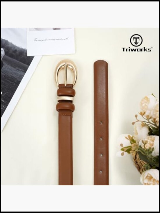 Women\'s Faux Leather Belt Set with Gold Buckle for Jeans and Pants main image 6